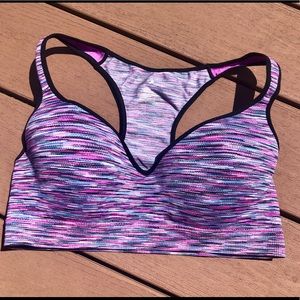 Women’s Purple Multi-Stripe Sports Bra (Large)